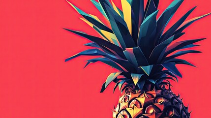 Canvas Print - An abstract geometric pineapple illustration with sharp angles and bold colors, blending modern design with tropical vibes