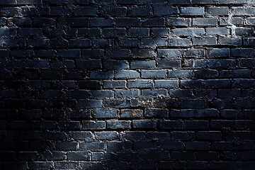 Wall Mural - Textured Dark Brick Wall with Subtle Light and Shadows