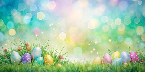 Wall Mural - Serene, abstract wallpaper with watercolor blend and bokeh effects featuring a Happy Easter message