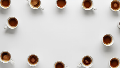 Wall Mural - Cups of coffee isolated on white