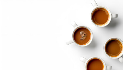 Wall Mural - Cups of coffee isolated on white