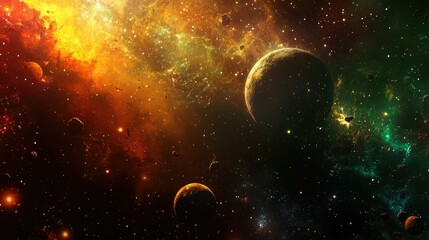 Wall Mural - shimmering glow of celestial bodies in space