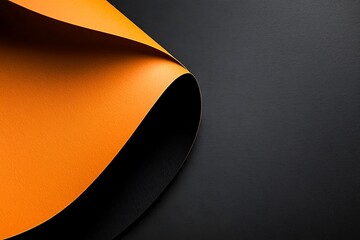 Wall Mural - Elegant Contrast: Orange and Black Paper Texture Abstract