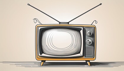 Continuous one line drawing of classic retro tv with antennas