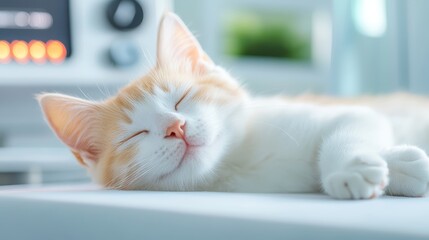 Adorable Kitten Sleeping Peacefully on a Soft Surface