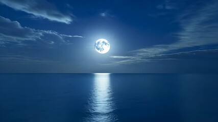 Wall Mural - Full moon reflection on calm sea at