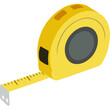 © SVG OSA - a yellow tape measure. It has a yellow casing with a black circular area on the side, and the measuring tape is partially extended. The tape itself is also yellow with black markings for measurements.