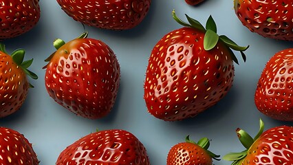 Wall Mural - Strawberries on a Baby Blue background