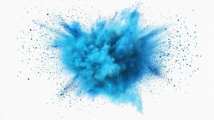 Wall Mural - Bright cyan blue holi paint color powder festival explosion burst isolated on transparency background PNG