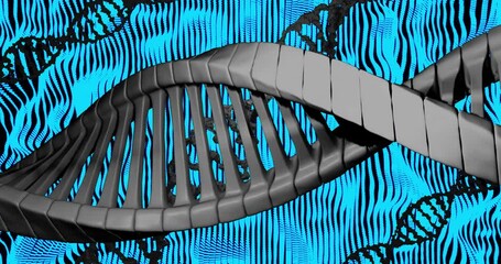 Poster - DNA strand animation over blue and black abstract background