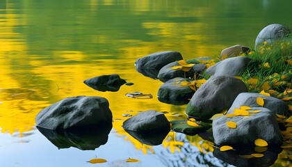 Wall Mural - yellow flowers in water