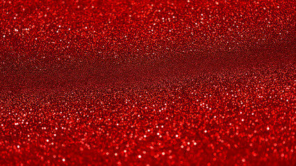 Red glitter background, shiny and textured surface with soft light reflections, perfect for creating sparkling effects in digital designs.