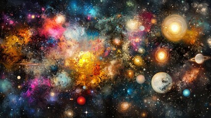 Wall Mural - shimmering glow of celestial bodies in space
