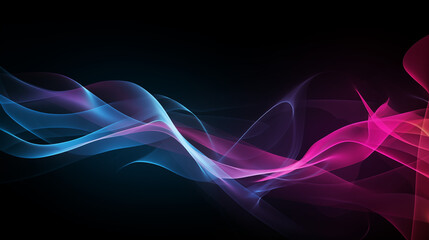 Wall Mural - Vibrant Waves Of Pink And Blue Swirling On Dark Background