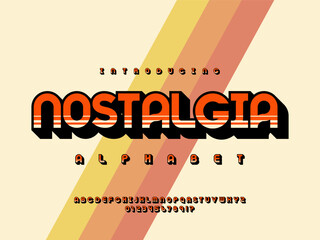 Wall Mural - vector of stylized modern retro alphabet design with uppercase, numbers and symbols