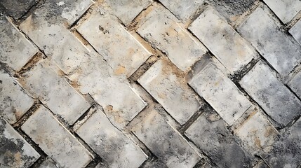 Poster - Weathered Brick Wall in Herringbone Pattern