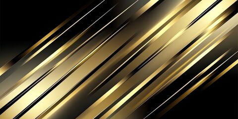 Poster - Dynamic golden lines overlay a black background, forming an intricate and stylish abstract design ideal for various creative projects