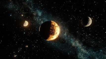 Wall Mural - shimmering glow of celestial bodies in space