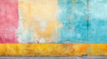 Colorful cement wall background with decorative elements