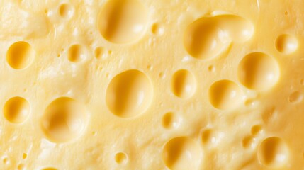 Wall Mural - A Close Up View of Delicious Swiss Cheese Displaying Its Distinctive Holes and Creamy Texture