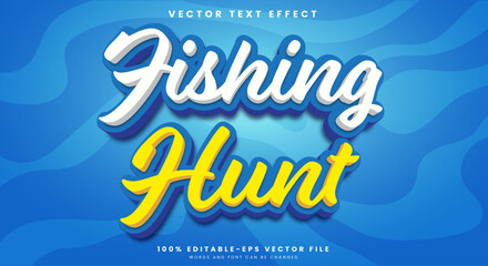 Wall Mural - Fishing Hunt editable text effect Template with blue and liquid text style