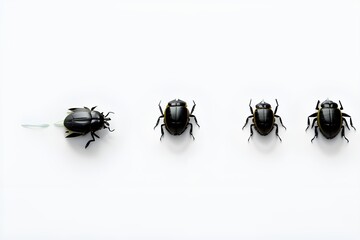 Colorful Beetles Isolated on White Background