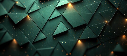 Wall Mural - Abstract Geometric Pattern with Golden Lights