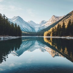 Wall Mural - Mountain reflection in a still lake.