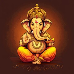 Wall Mural - Lord Ganpati on Ganesh Chaturthi background. Abstract illustration design background Hindu art