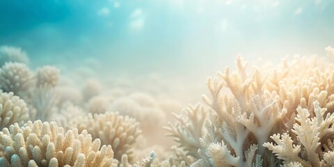 Wall Mural - A serene backdrop filled with smooth strokes of beige and blue ghostly corals basking in soft light