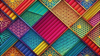 Wall Mural - Abstract background with vibrant colors and geometric cut patterns