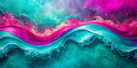 Wall Mural - Vibrant and dynamic summer wallpaper with teal and fuchsia colors and flowing textures