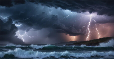 Wall Mural - A-dramatic-stormy-seascape-with-crashing-waves