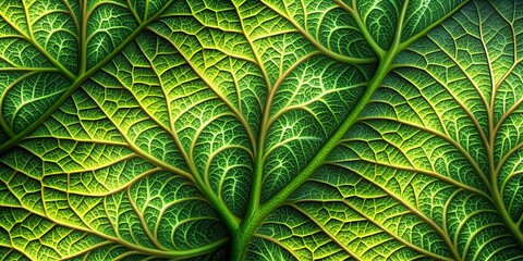 Sticker - Fractal patterns of green leaves with intricate veins and textures in a natural forest setting