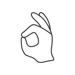 Wall Mural - Clean vector outline of an okay hand sign gesture, perfect for approval or agreement icons.