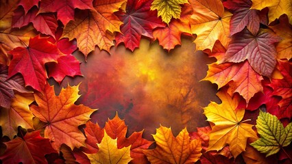 Sticker - Vibrant fall leaves in various shades of red, orange, and yellow, a beautiful display of nature's autumn palette