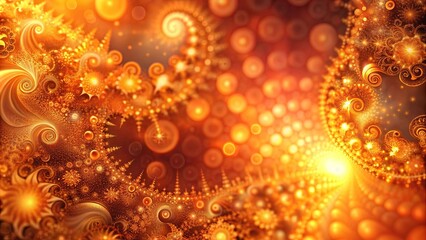 Wall Mural - Warm orange hues shimmering bokeh and fractal patterns in captivating backdrop