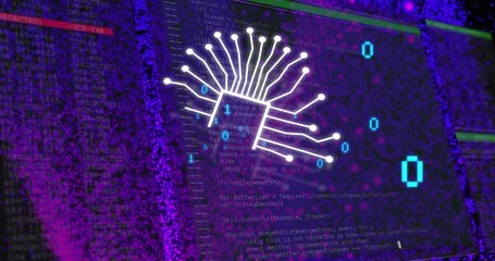 Digital circuit tree and binary code over computer programming animation