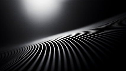 Wall Mural - Black and white gradient background, horizontal metal texture pattern, dark and light effect, depth of field, perspective effect, interweaving of light.