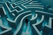 © Victor Bertrand - A solitary figure stands at the entrance of a vast, intricate maze, symbolizing the challenges and journey of navigating through life's complexities.