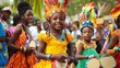 © Thavesak - Joyful Haitian Family Celebrating Carnival in Port-au-Prince with Vibrant Costumes and Lively Music