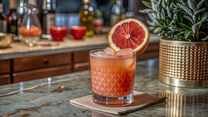 Wall Mural -  fresh red cocktail with grapefruit alcoholic