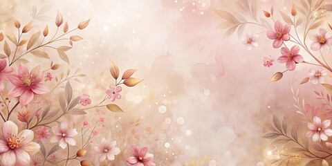 Wall Mural - Gentle and elegant abstract floral background with soft brush strokes in pinks and browns