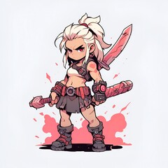 Wall Mural - Chibi Warrior Girl