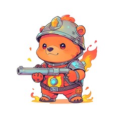 Sticker - Cute Fire Bear in Armor