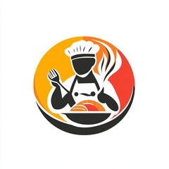 Sticker - Silhouette of chef cooking in a pan.