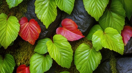 Canvas Print - A close up of a bunch of leaves on the ground, AI