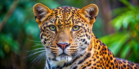 Close-up image of a leopard with vibrant fur pattern in the wild