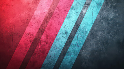 Wall Mural - Diagonal red and blue stripes with a rough textured effect on a grunge background.