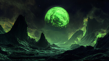 Wall Mural - landscape with moon